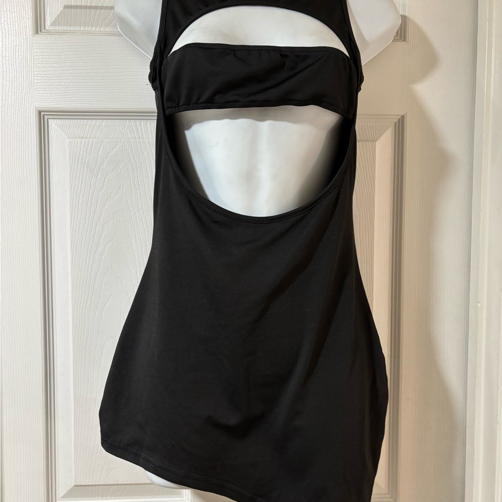Black Sleeveless Asymmetrical Cut Out Dress